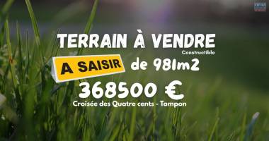 À vendre – terrain constructible 981 m² – la croisée des quatre cents, le tampon